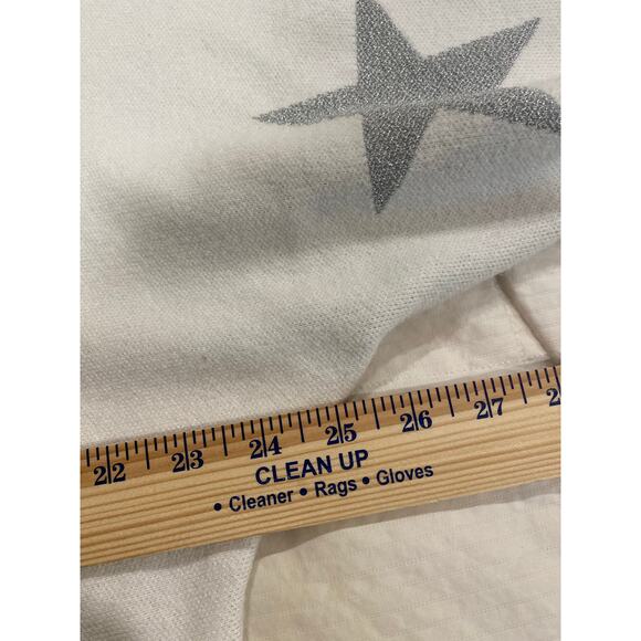 Sione Women's Sweater M Star Print Long Sleeve Metallic White Knit Pullover - Picture 6 of 8